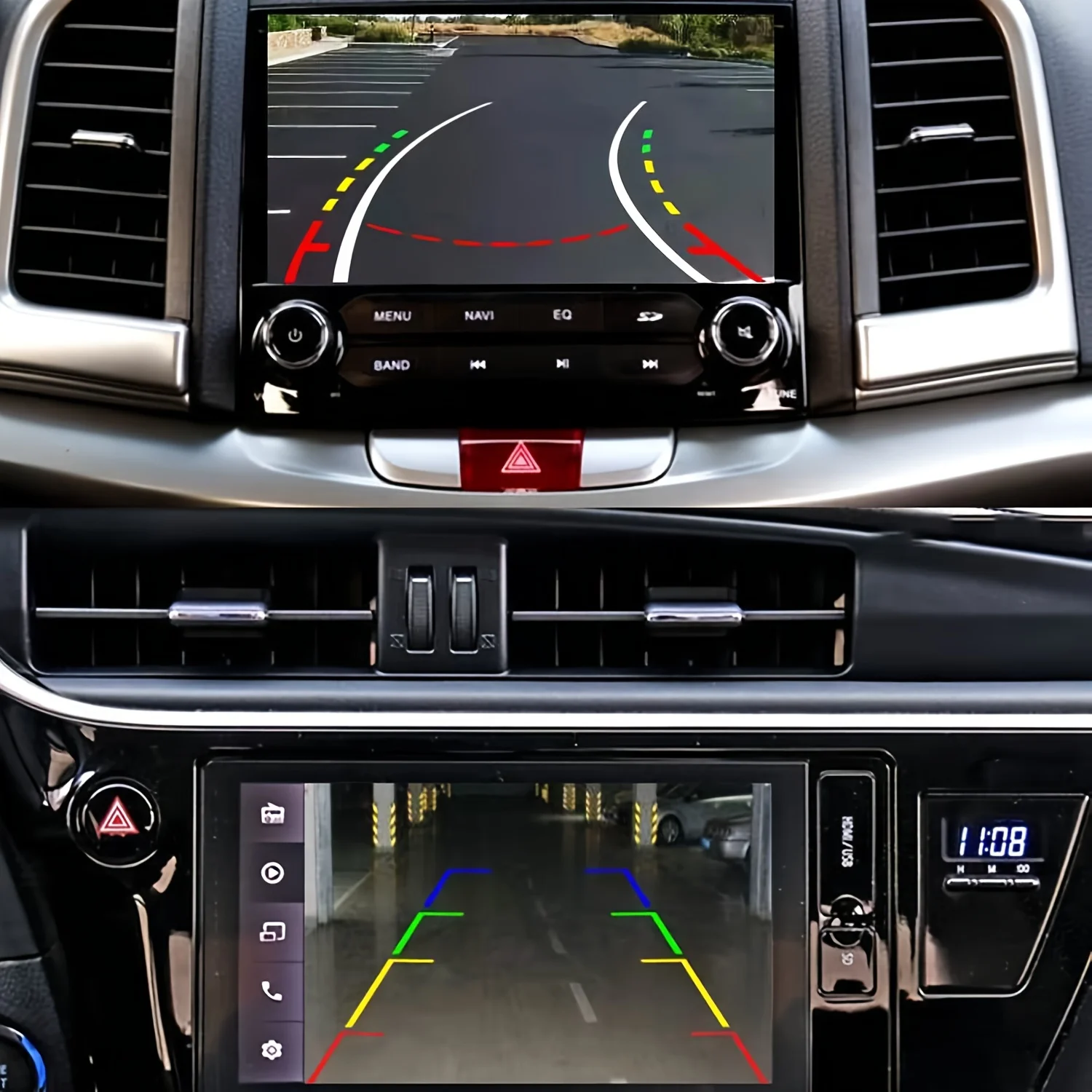 Car Backup Camera with Dynamic Trajectory Guide Line,Fisheye Golden Lens Front/Rear/Left/Right View Backup Camera for Car SUV RV