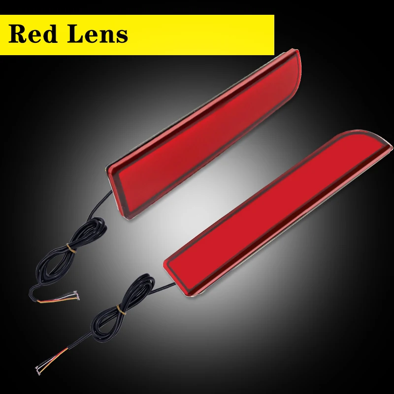 For Mitsubishi Lancer Evolution X Outlander Red LED Bumper Reflector Lights Brake Tail Light W/ Sequential Turn Signal 12V