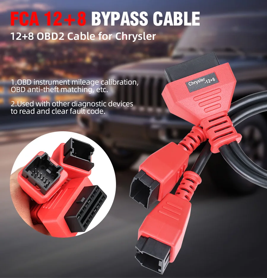 For Chrysler 12+8 OBD2 Adapter Cable Bypass SGW for Jeep Dodge Fiat Compatible with Autel Maxisys Launch X431 Diagnostic Tool