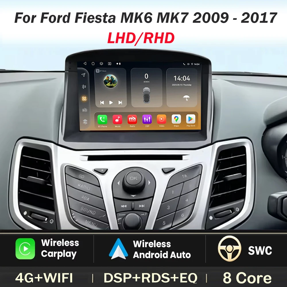 Android 16 Car Radio For Ford Fiesta MK6 MK7 2009 - 2017 Carplay Android Auto Stereo Player GPS Navigation Wifi Video Autoradio