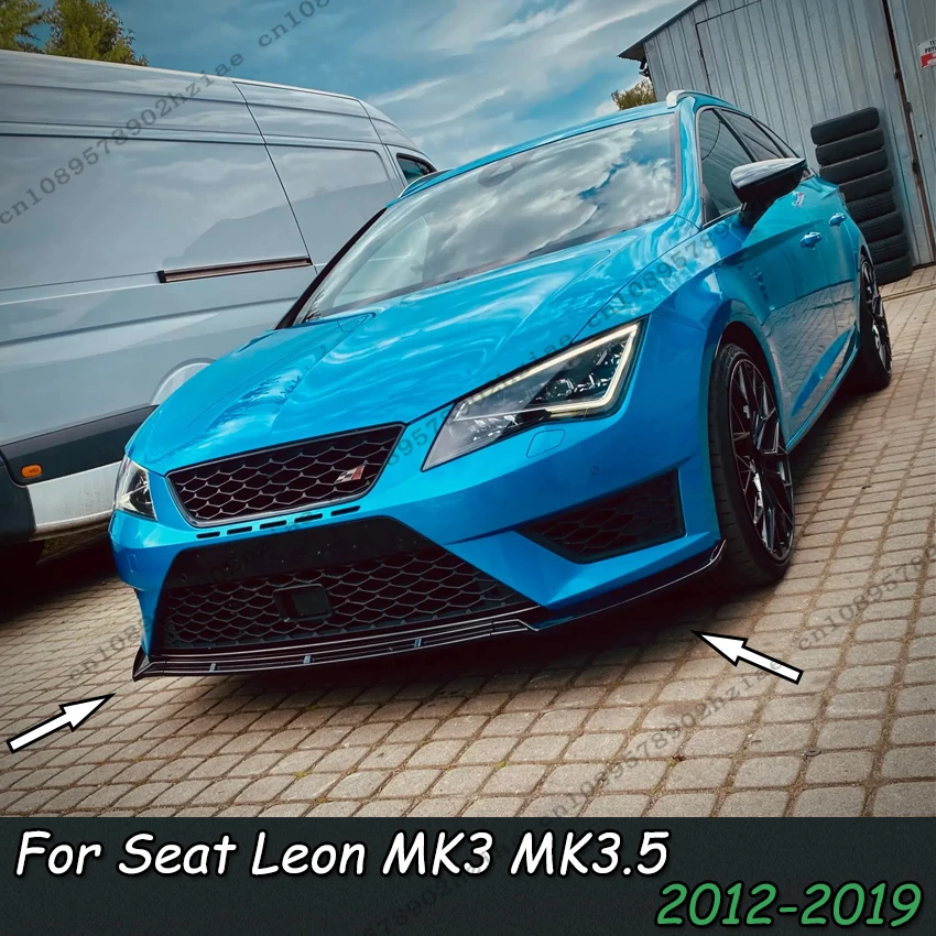 Gloss Black Front Bumper Lip Spoiler For Seat Leon MK3 MK3.5 2012-2019 ABS Spoiler Lip Diffuser Cover Tuning Custom Accessories