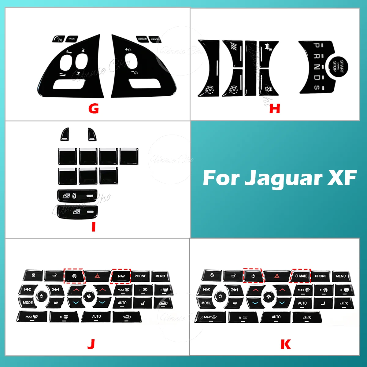Black Epoxy Button Sticker for Jaguar XF X250 XK XKR XJ XJL Car Interior Refinishing Trim Cover for Dashboard Center Console