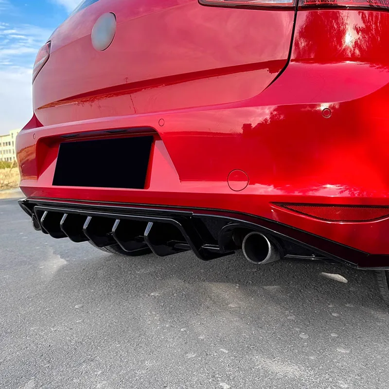 For VW Golf 7 MK7 ordinary/GTI/GTD 2013-2016 Car Rear Bumper Lip Diffuser Chin Tuning Spoiler with Lights Accessories Body Kits