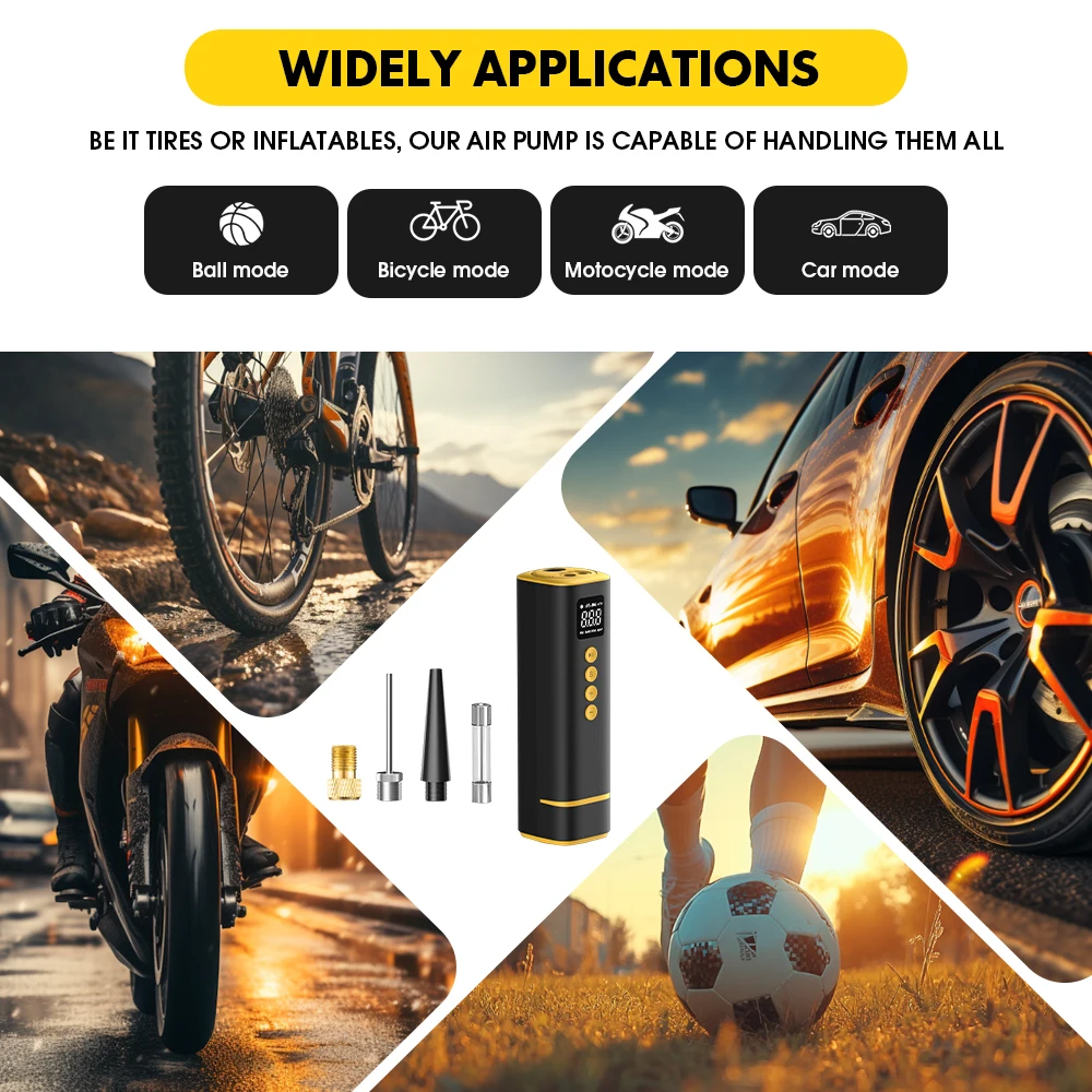 CARSUN Car Tire Air Pump 12V 150PSI Air Compressor Portable Wired Inflator For Car Motorcycle Bicycle with Extended Power Cord ﻿