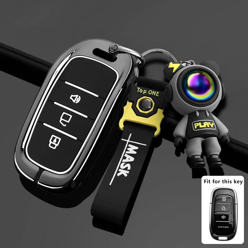 Zinc Alloy Car Key Case for FOTON TUNLAND V7 V9 Car-Styling Remote Cover Shell Keychain Housing Ring Holder Fob Accessories