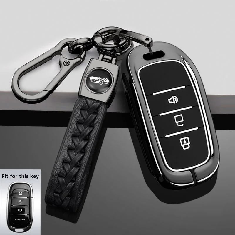 Zinc Alloy Car Key Case for FOTON TUNLAND V7 V9 Car-Styling Remote Cover Shell Keychain Housing Ring Holder Fob Accessories