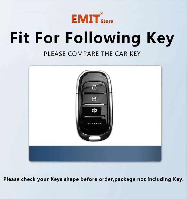 Zinc Alloy Car Key Case for FOTON TUNLAND V7 V9 Car-Styling Remote Cover Shell Keychain Housing Ring Holder Fob Accessories