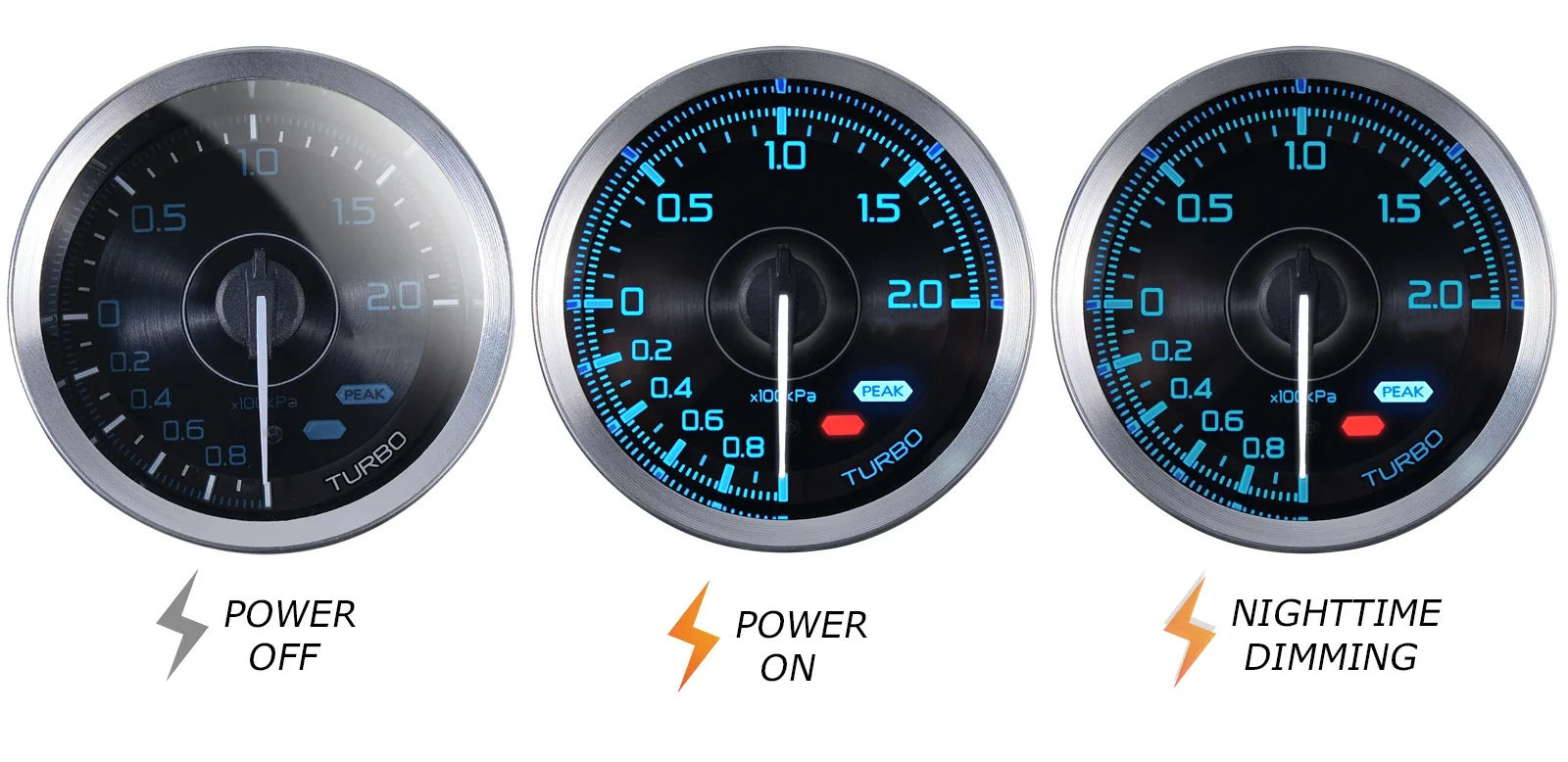 HA 60mm Auto Gauge Standalone Meter 7Color Def I Advance A1 Oil Pressure Turbo Boost EGT Exhaust Temp Tachometer Water Oil Temp