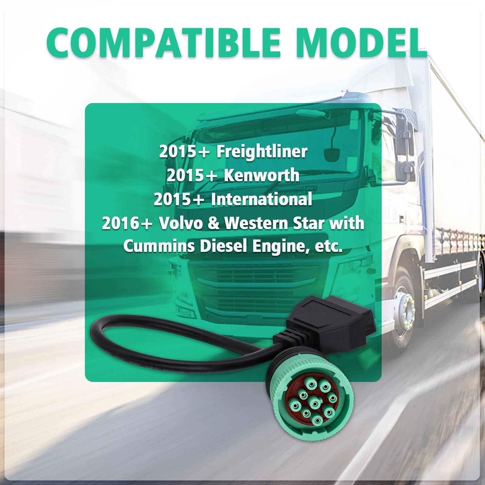 J1939 OBD Cable 9pin to 16pin Heavy Duty Truck OBD2 Diagnosctic Adapter Cable for Cummins 0.3M J1939 OBDII Converter Connector