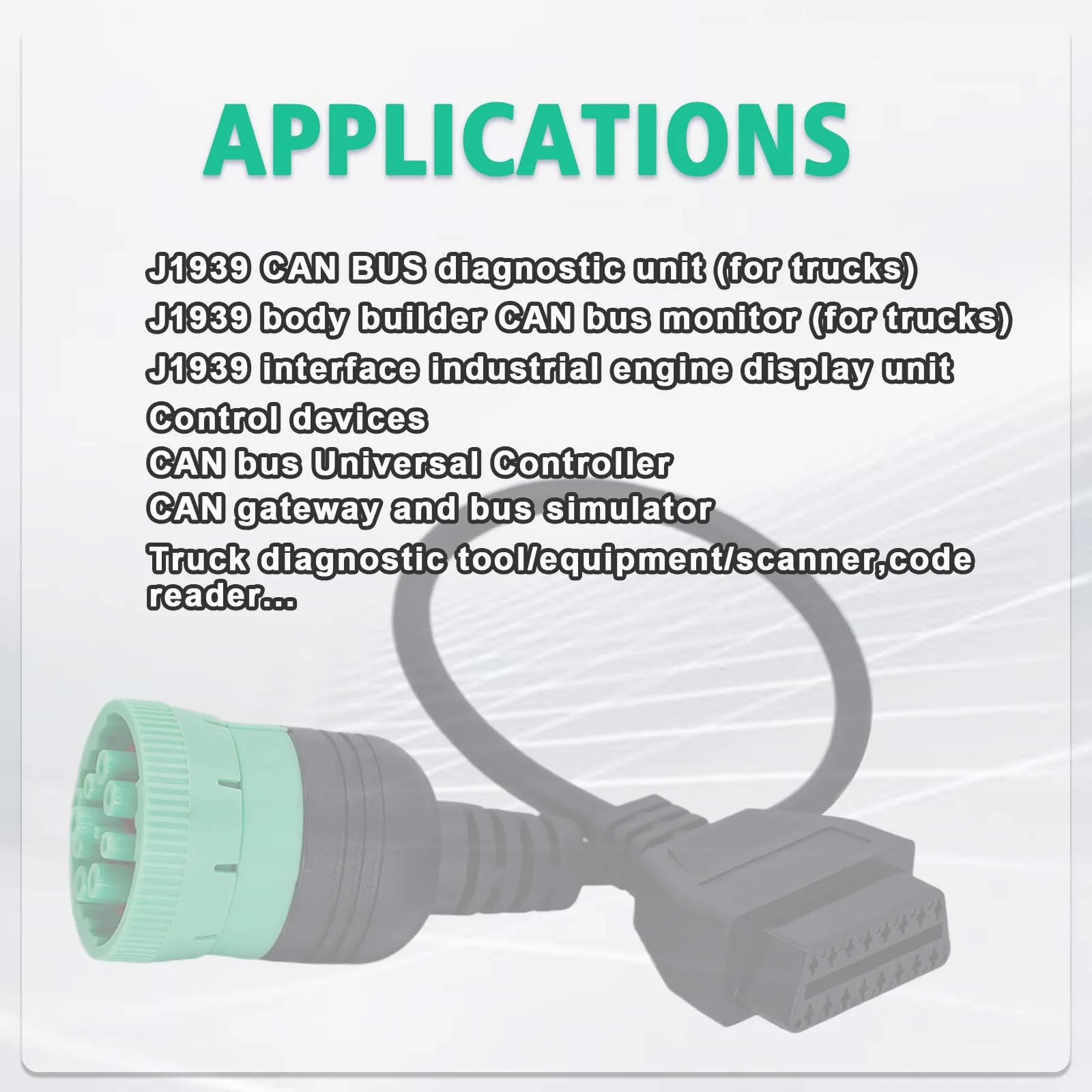 J1939 OBD Cable 9pin to 16pin Heavy Duty Truck OBD2 Diagnosctic Adapter Cable for Cummins 0.3M J1939 OBDII Converter Connector