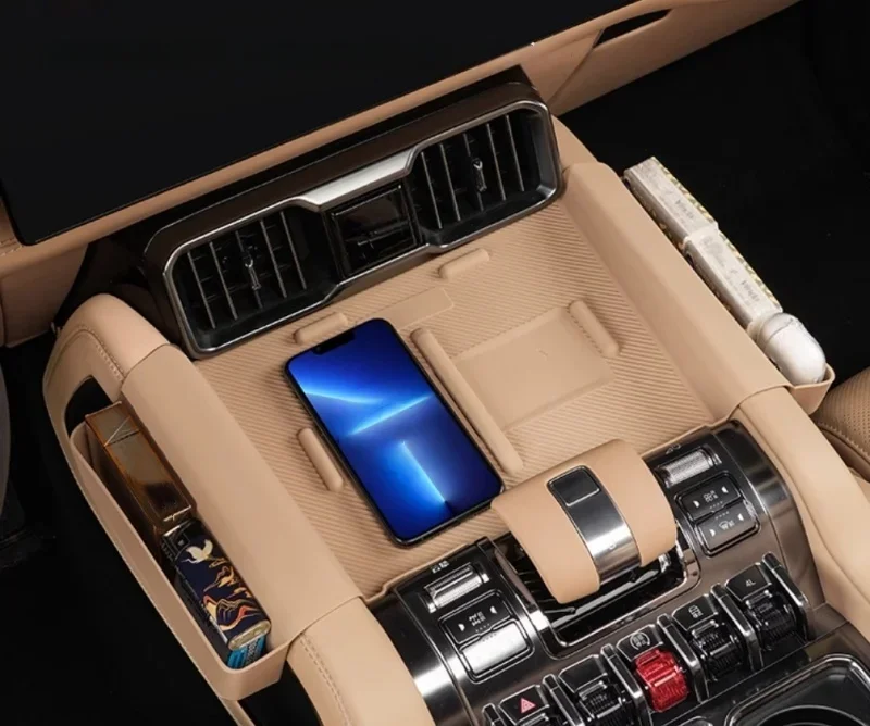Fit for BYD Leopard 8 Auto Wireless Charging Silicone Pad Modified Auto Center Control Anti-skid Pad Storage Box Upgrade Parts