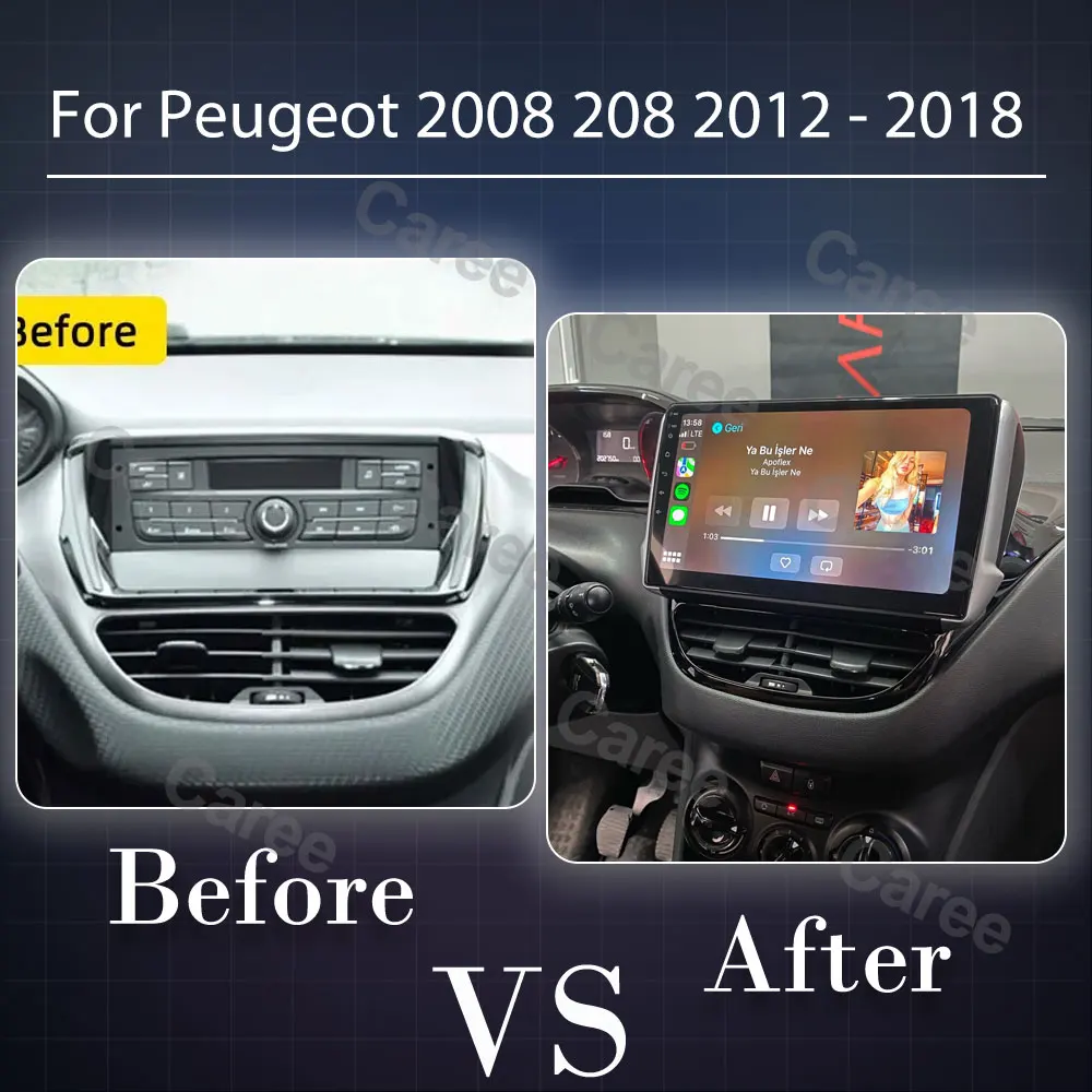 Android Car For Peugeot 2008 208 2012 - 2018 Multimedia Player Navigation GPS Carplay QLED Touch Screen Auto Stereo WIFI No 2din