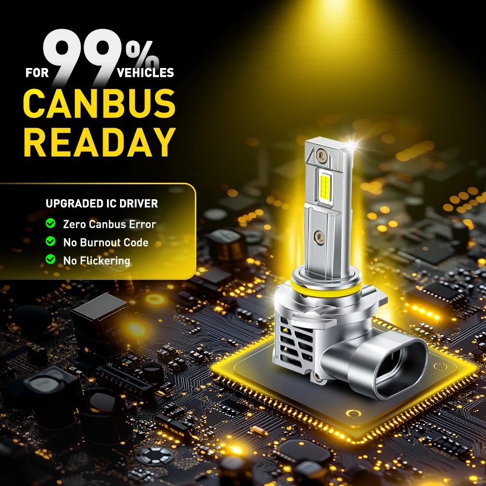 AUXITO 2Pcs 9005 Hb3 LED Headlight Bulbs H1 H4 H7 H13 9006 H8 H11 LED Lamp with Fan Canbus Car Lights 60W 30000LM