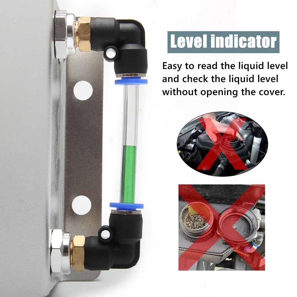 1L/2L Square Engine Coolant Radiator Overflow Oil Catch Can Reservoir Oil Fuel Tank With Drain Plug Breather Aluminum