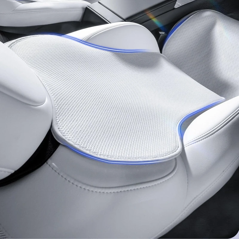 Car Ice Silk Seat Cushion Cover For Tesla Model 3 / Y Juniper 2019-2026 Breathable Comfortable Seat Pad Car Interior Accessories
