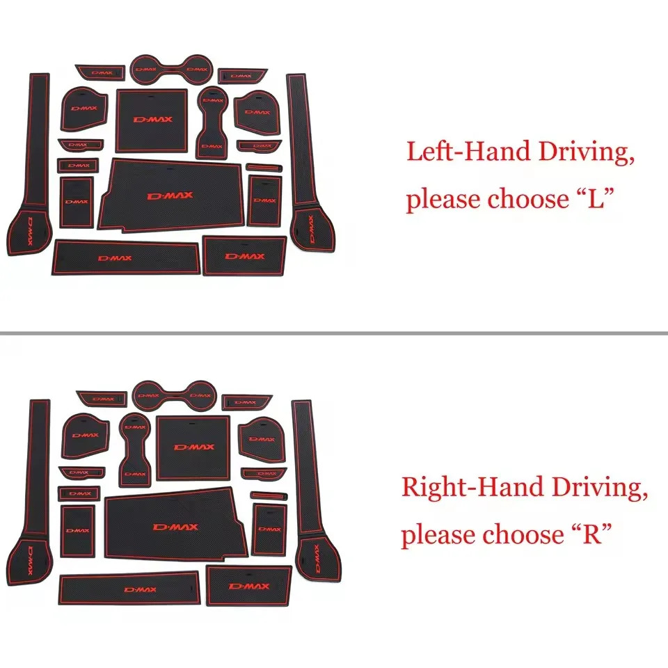 for ISUZU D-MAX 2021 - 2024 PVC Anti-Slip Gate Slot Cup Mat Non-Slip Door Groove Pad Car Interior Accessories