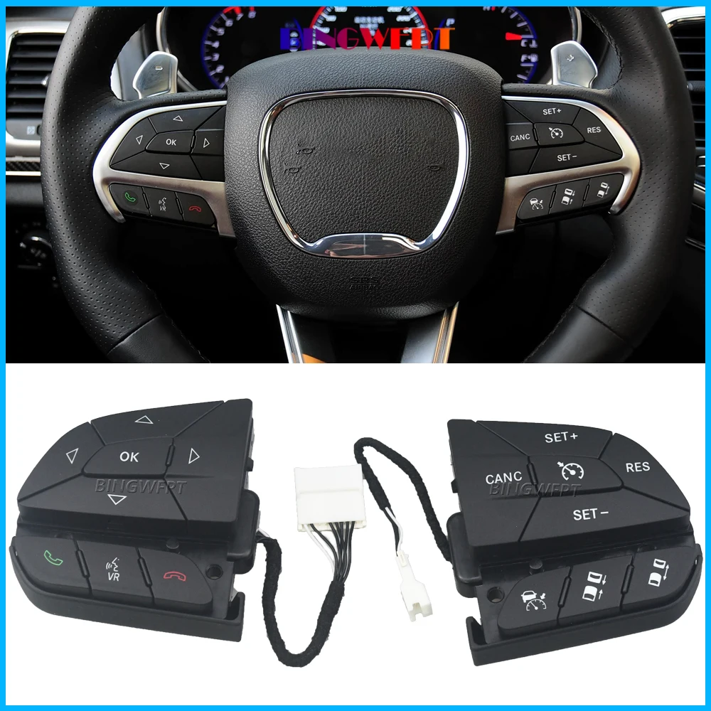 Original 1 SET For 2014-2022 Jeep Cherokee Dodge Challenger Charger Steering Wheel Audio Switch