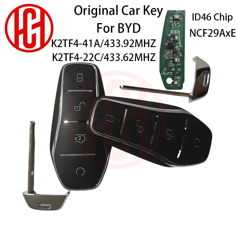 Original Smart Remote Key K2TF4-41A-F4A 433.92MHz K2TF4-22C-F4H 433.62MHz For BYD Dolphin Qin PLUS DM-i Qin PLUS EV OEM Car Key