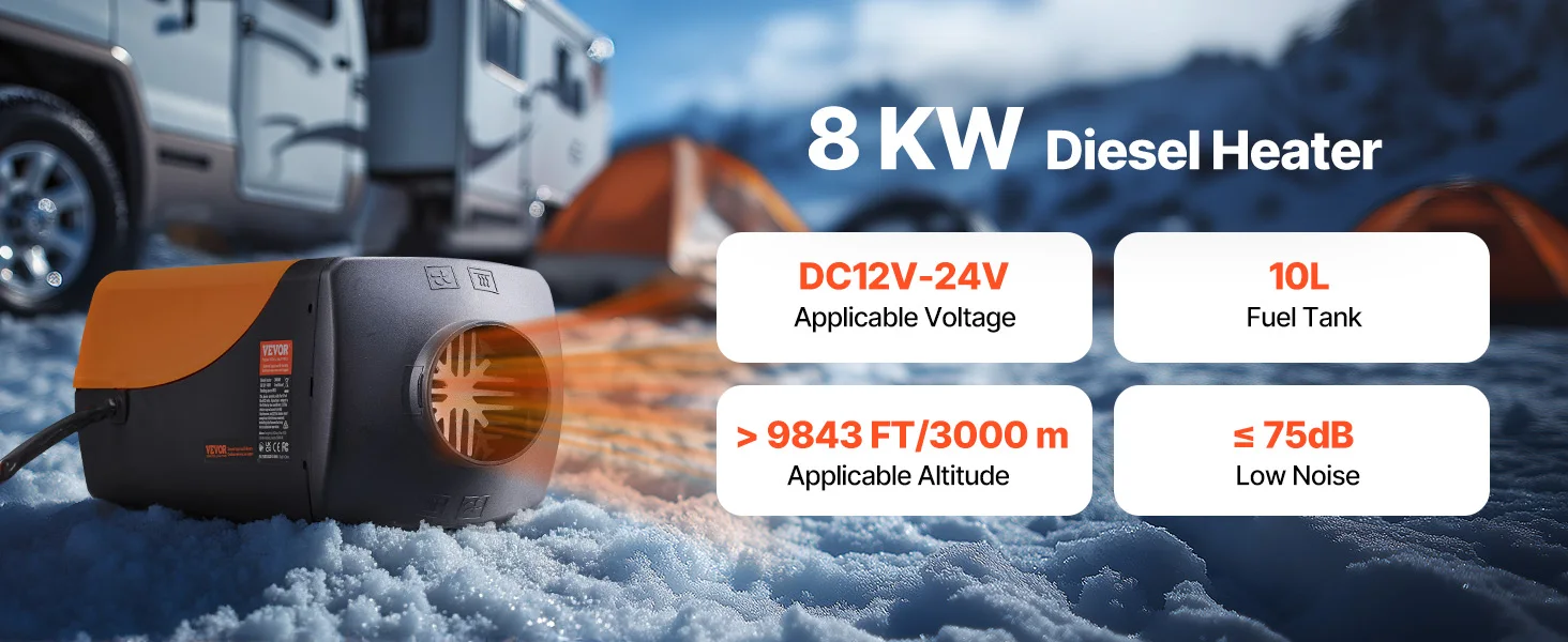 SucceBuy 8KW Diesel Air Heater 12V Diesel Heater with Remote Control 10L Fuel Tank Diesel Parking Heater for RV Trailer Camper
