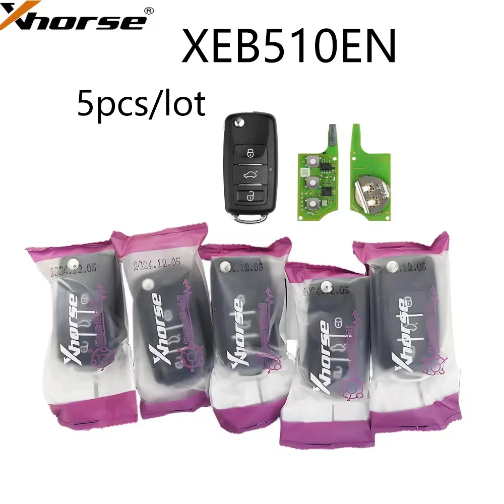 5PCS XHORSE XEB510EN B5 Super Remote Key 3 Buttons with XT27B Super Chip for B5 Type for VVDI2, VVDI Key Tool Max Pro
