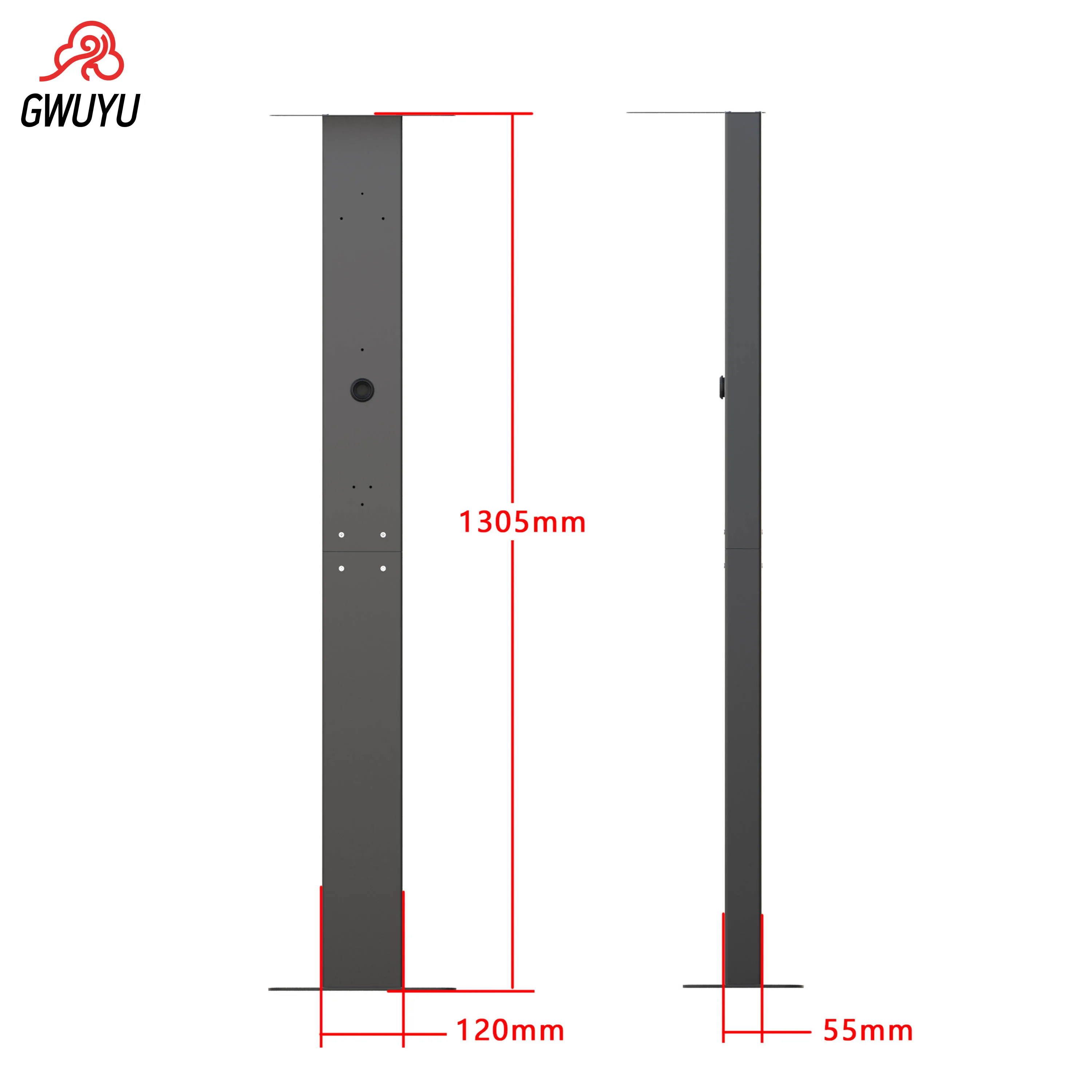 GWUYU 1.3m Wall-Mounted Charging Station Aluminum Alloy Electric Vehicle Charging Pole Black Home Design for EV Cars