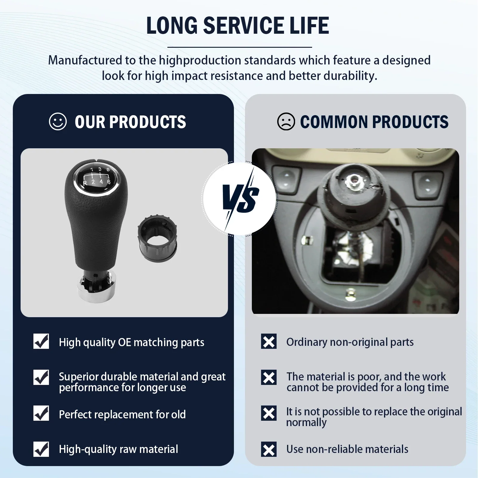 Gear Shift Knob Lever 6 Speed Stick Handball Head Compatible with Classes A, B, C, E, CLK W169, W245, W203, W211