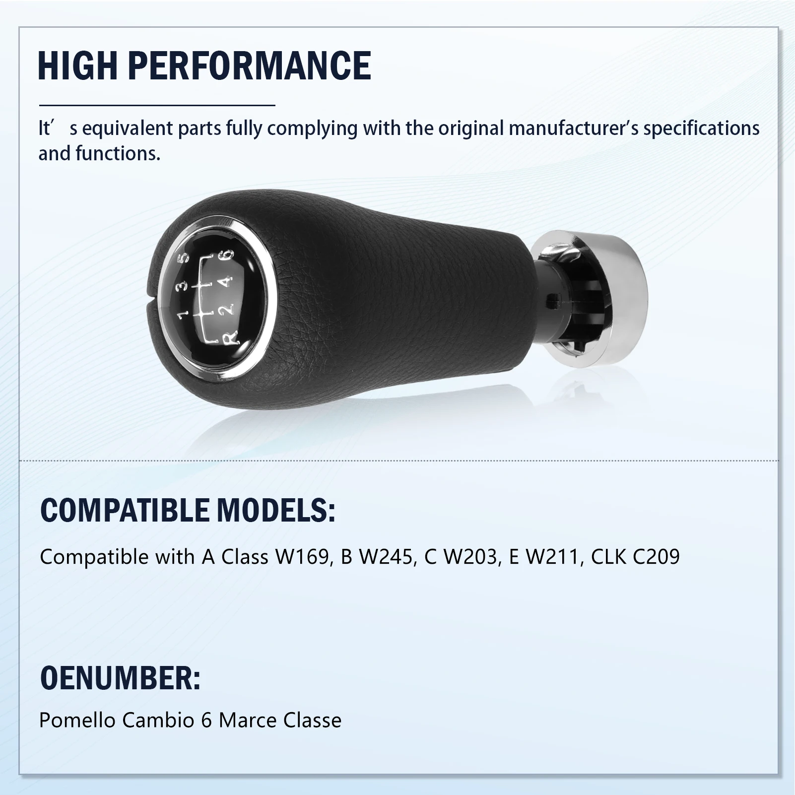 Gear Shift Knob Lever 6 Speed Stick Handball Head Compatible with Classes A, B, C, E, CLK W169, W245, W203, W211