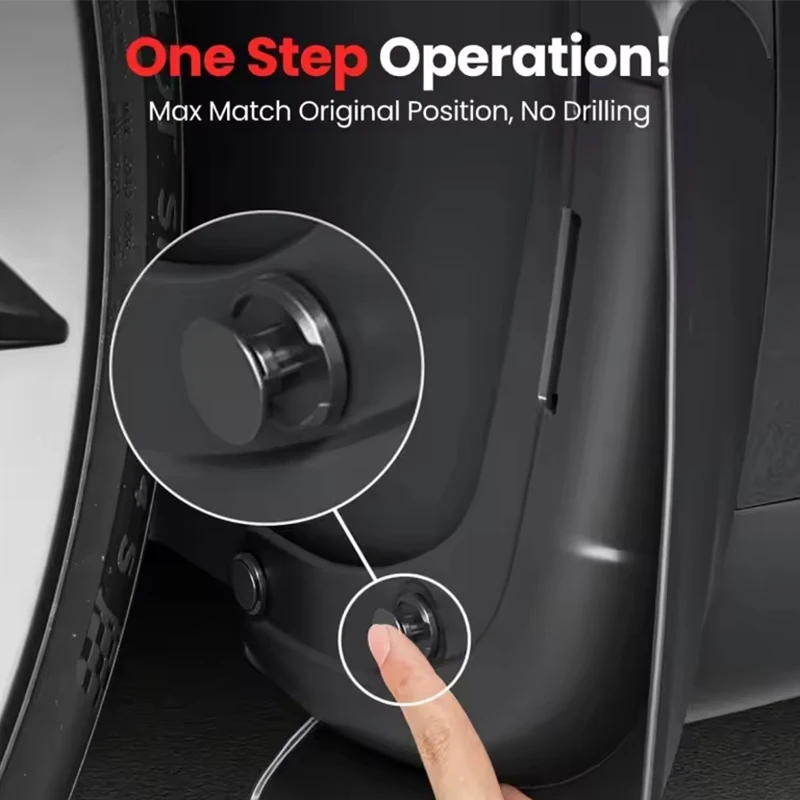 Lcars Vehicle-Specific Mudguards, Abs Material, 4-Piece No-Drill Mudguards, Compatible with Tesla Model 3 New 2024 / Y Old Model 2021-2024 / New Y 2025 / Extended Yl, All-Weather Protection Against Mud, Includes Pry Bar Clips
