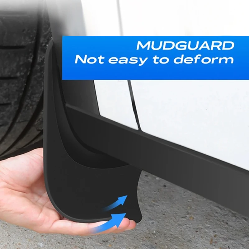 Lcars Vehicle-Specific Mudguards, Abs Material, 4-Piece No-Drill Mudguards, Compatible with Tesla Model 3 New 2024 / Y Old Model 2021-2024 / New Y 2025 / Extended Yl, All-Weather Protection Against Mud, Includes Pry Bar Clips