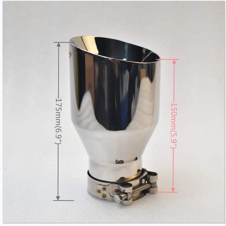 MILLTEK SPORT 304 Stainless Steel Exhaust Tip 2.5 Inch Inlet 4 Inch Outlet 6.9 Inch Long Slant Mount Tailpipe Nozzle