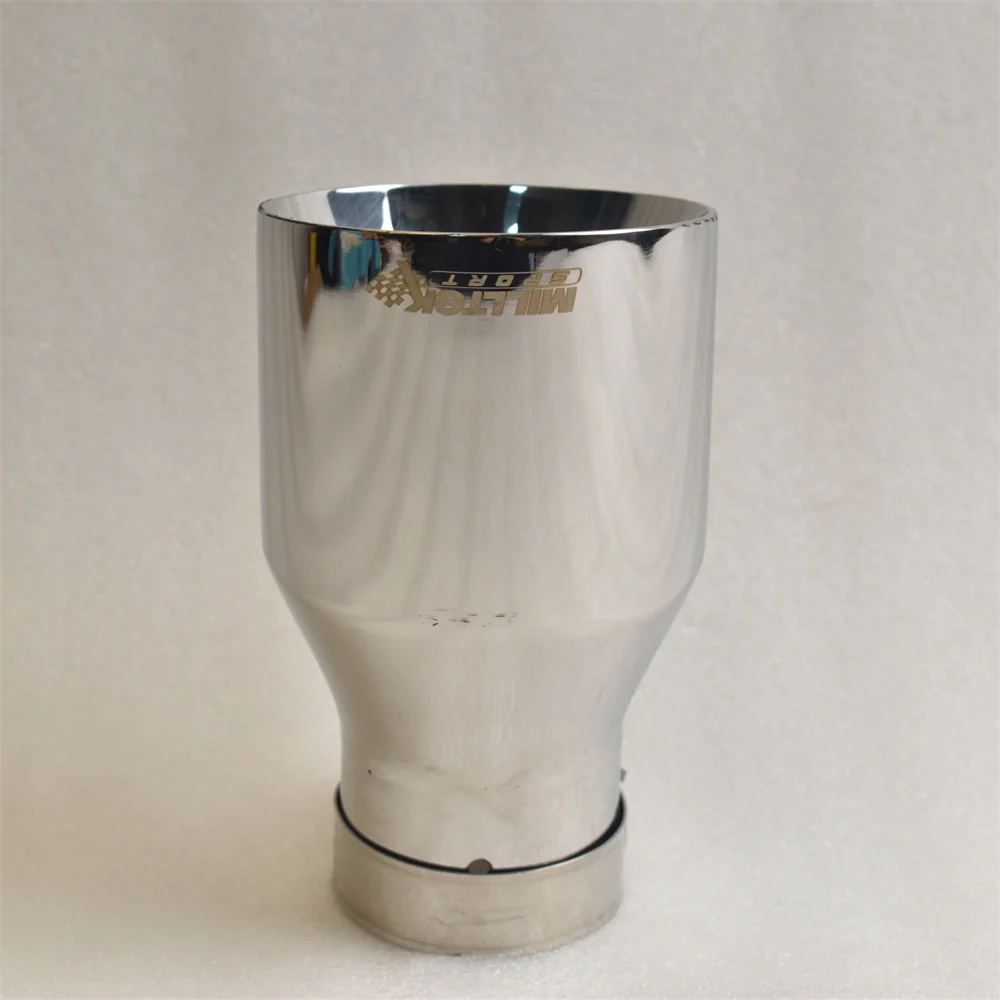 MILLTEK SPORT 304 Stainless Steel Exhaust Tip 2.5 Inch Inlet 4 Inch Outlet 6.9 Inch Long Slant Mount Tailpipe Nozzle