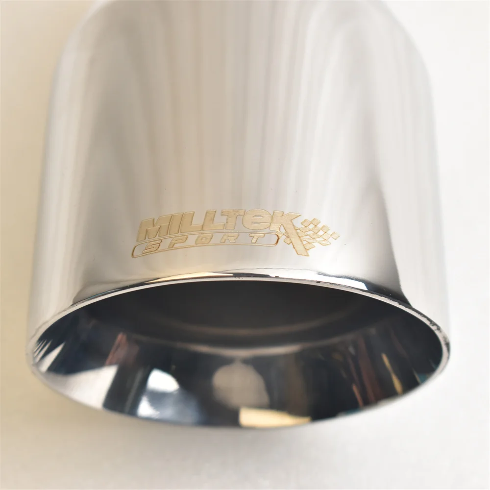 MILLTEK SPORT 304 Stainless Steel Exhaust Tip 2.5 Inch Inlet 4 Inch Outlet 6.9 Inch Long Slant Mount Tailpipe Nozzle