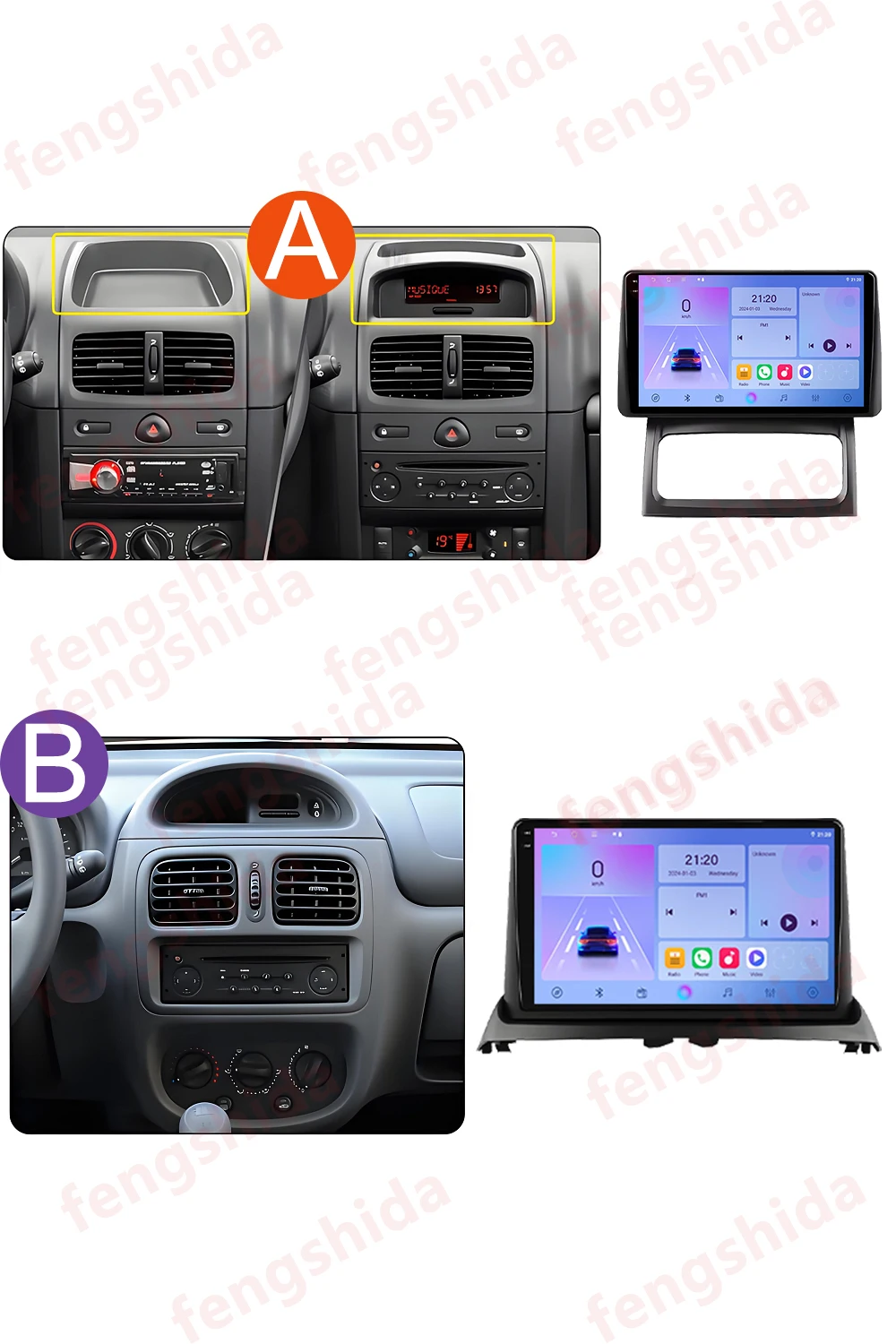 WIFI For Renault Clio 2 BB CB MK2 2000 -2012 Android 16 Car Auto Radio Multimedia Video Player Stereo GPS Navigation No 2din DVD