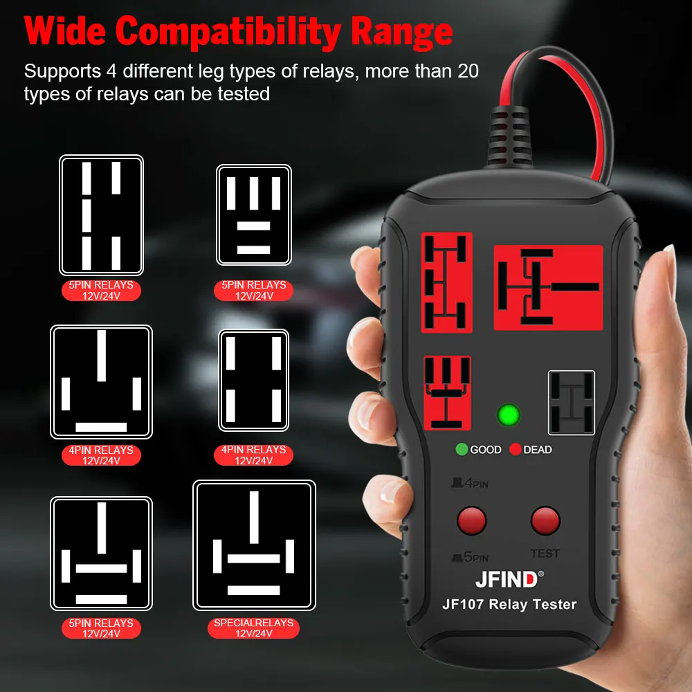 Car Relay Tester Voltage Tester Diagnostic Tools 12V 24V LED Indicator Car Battery Checker Electronic Test Auto Repair Tool