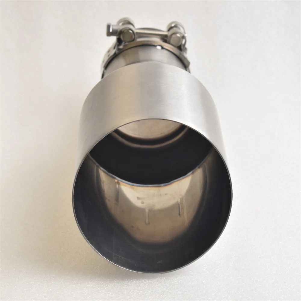 MILLTEK SPORT Universal Car Muffler 304 Stainless Steel Matte Brushed Finish with Pointed Exhaust Tip And Slanted Pipe