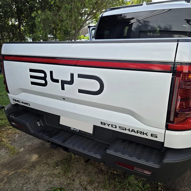 Glossy Black 3D Badge Logo Sticker for BYD Shark 6 Trunk Standard Automobile Decoration Accessory