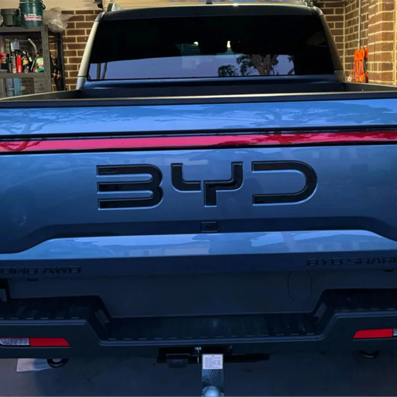 Glossy Black 3D Badge Logo Sticker for BYD Shark 6 Trunk Standard Automobile Decoration Accessory