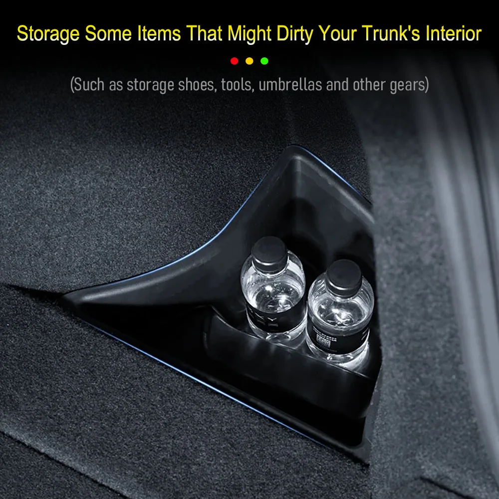 For 2024 2025 2026 Tesla Model 3 Rear Trunk Side Storage Box with Cover Tail Boot Organizer Partition Decoration Car Accessories