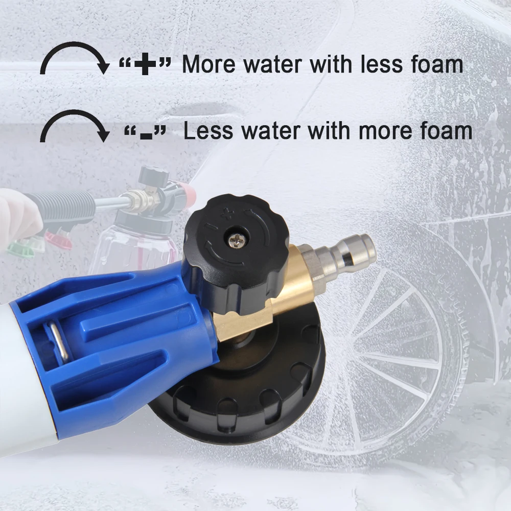 High Pressure Washer PA Foam Cannon, 1/4" Quick Connect Adjustable Nozzle Transparent Bottle for Car Wash Cleaning