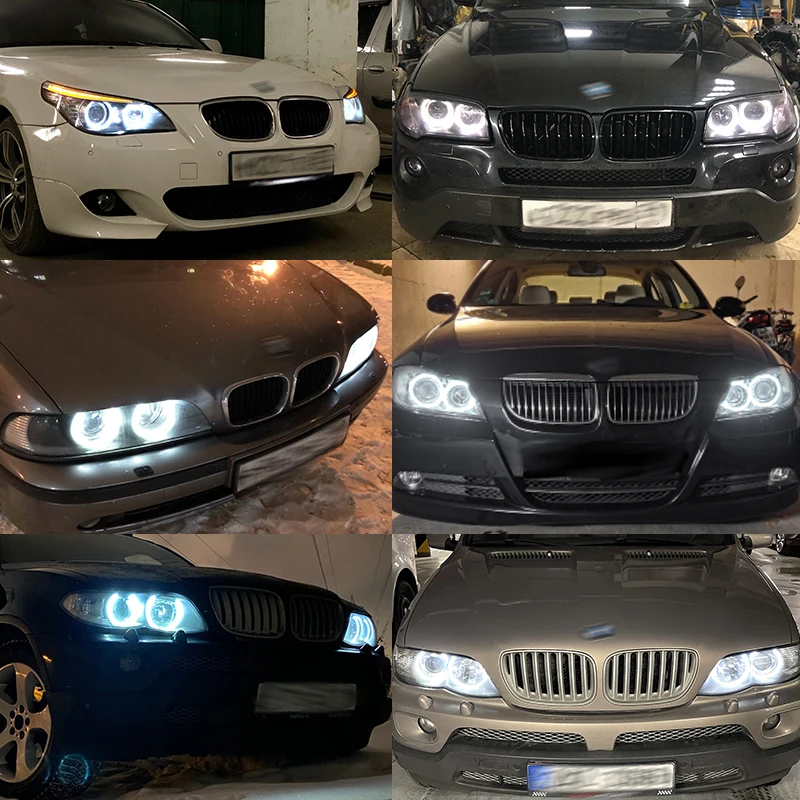 2pcs 160W For BMW E39 E53 E60 E61 E64 E65E66,E87 04-07, LED Angel Eye Halo Ring Marker Side Light White LED Bulb Car Headlight.