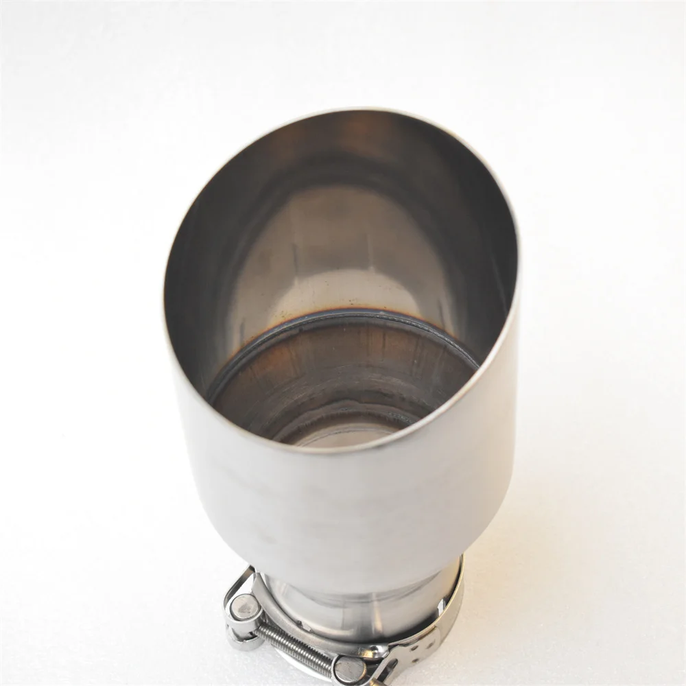 MILLTEK SPORT 304 Stainless Steel Car Muffler Glossy Silver Pointed Exhaust Nozzle Universal Angled Design for Automotive