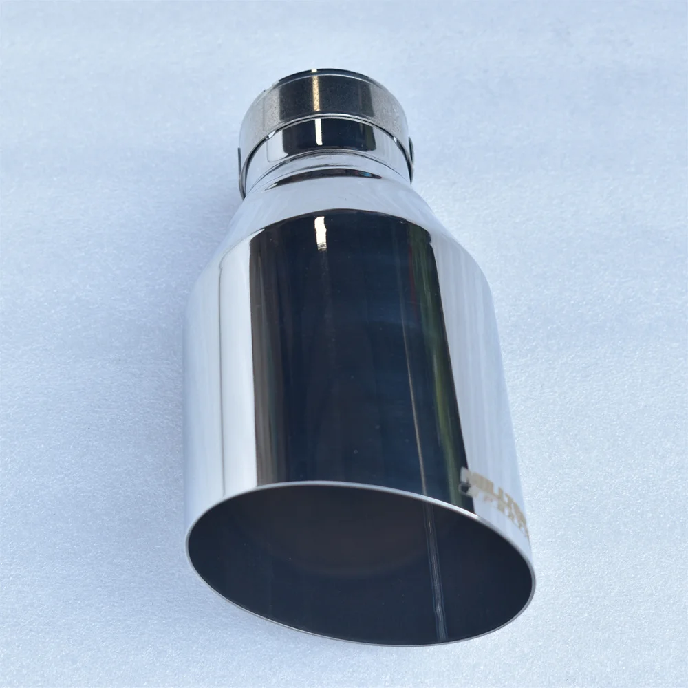 MILLTEK SPORT 304 Stainless Steel Car Muffler Glossy Silver Pointed Exhaust Nozzle Universal Angled Design for Automotive