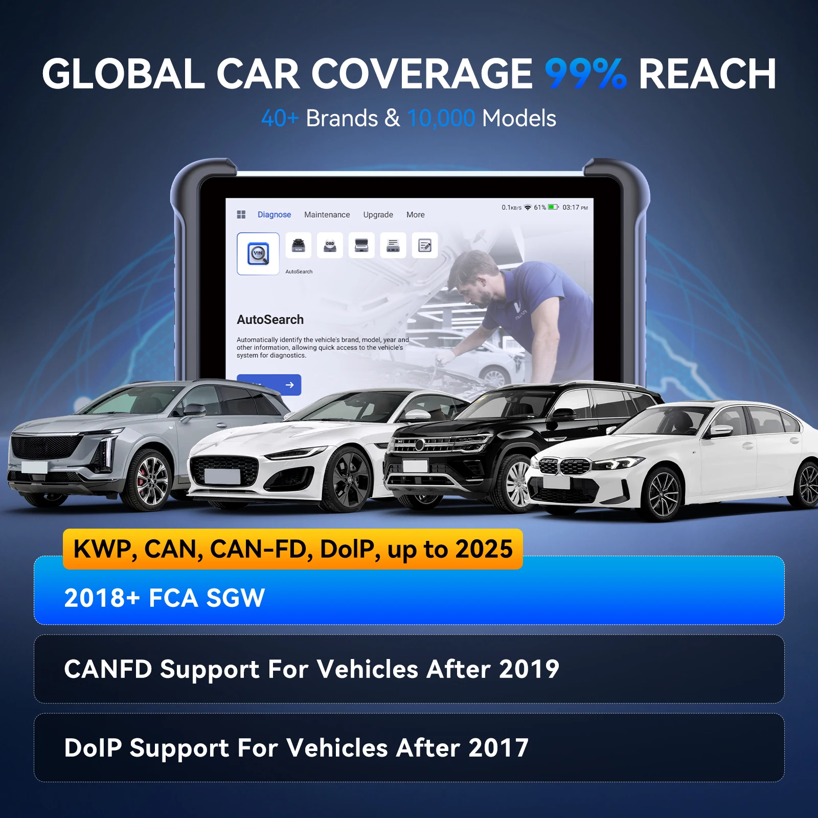 MUCAR 892BT AI Key Programming TKEY 101 Automotive Diagnostic Tool Bi directional Obd2 Scanner ECU Coding CANFD DOIP 35 Resets