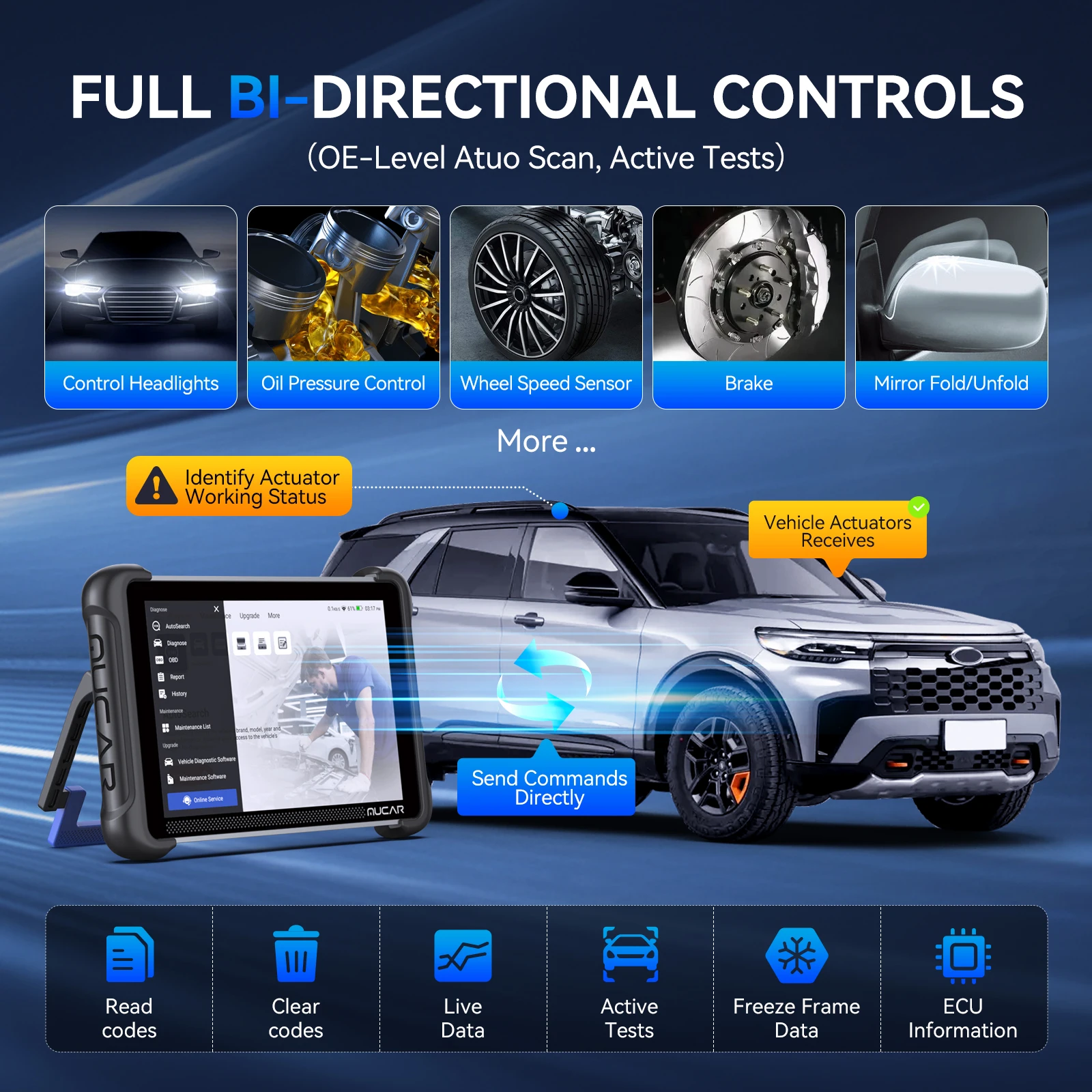 MUCAR 892BT AI Key Programming TKEY 101 Automotive Diagnostic Tool Bi directional Obd2 Scanner ECU Coding CANFD DOIP 35 Resets