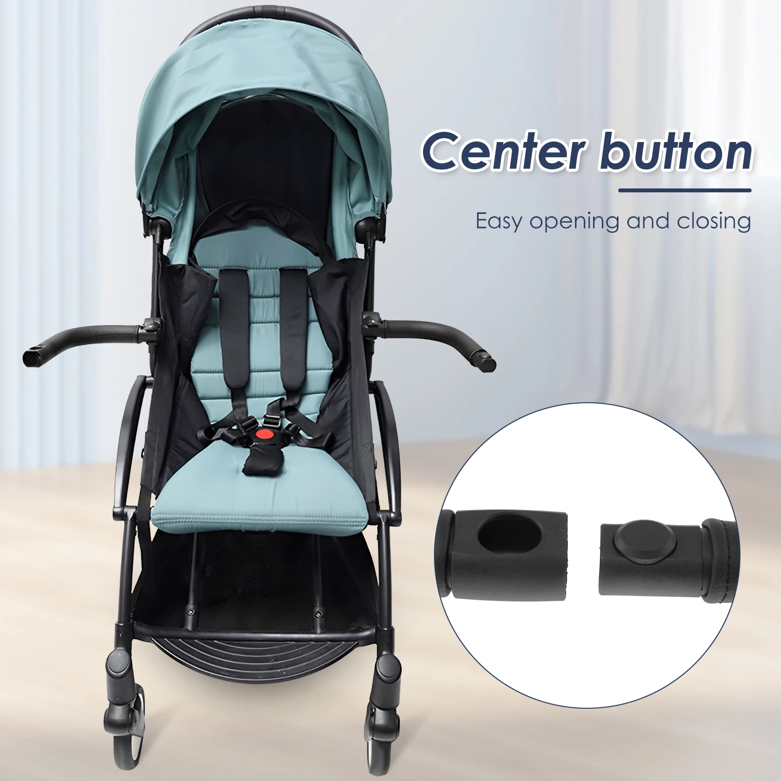Stroller Bumper Bar Adjustable Angle Replacement Armrest Detachable Handlebar Crossbar Stroller Accessory with Smooth Leather