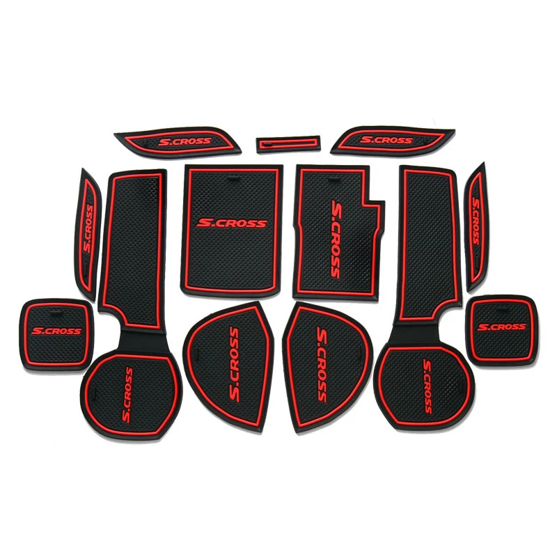 Car Door Inner Slot Mats Accessory For Suzuki SX4 S Cross S-Cross 2014- 2023 Anti-Slip Gate Slot Mat Door Groove Cup Pad Coaster