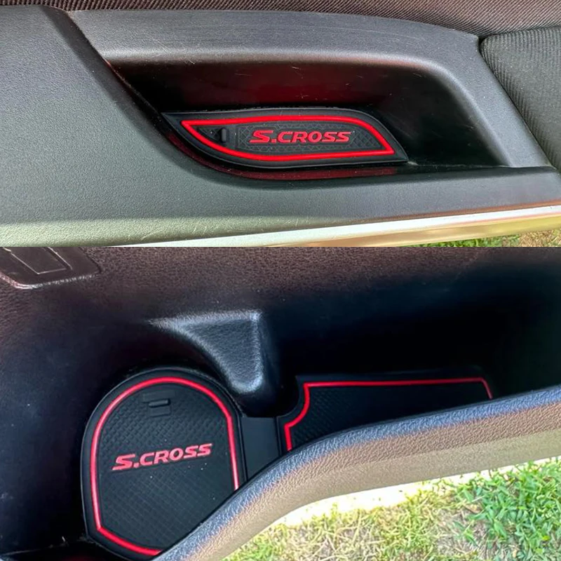 Car Door Inner Slot Mats Accessory For Suzuki SX4 S Cross S-Cross 2014- 2023 Anti-Slip Gate Slot Mat Door Groove Cup Pad Coaster