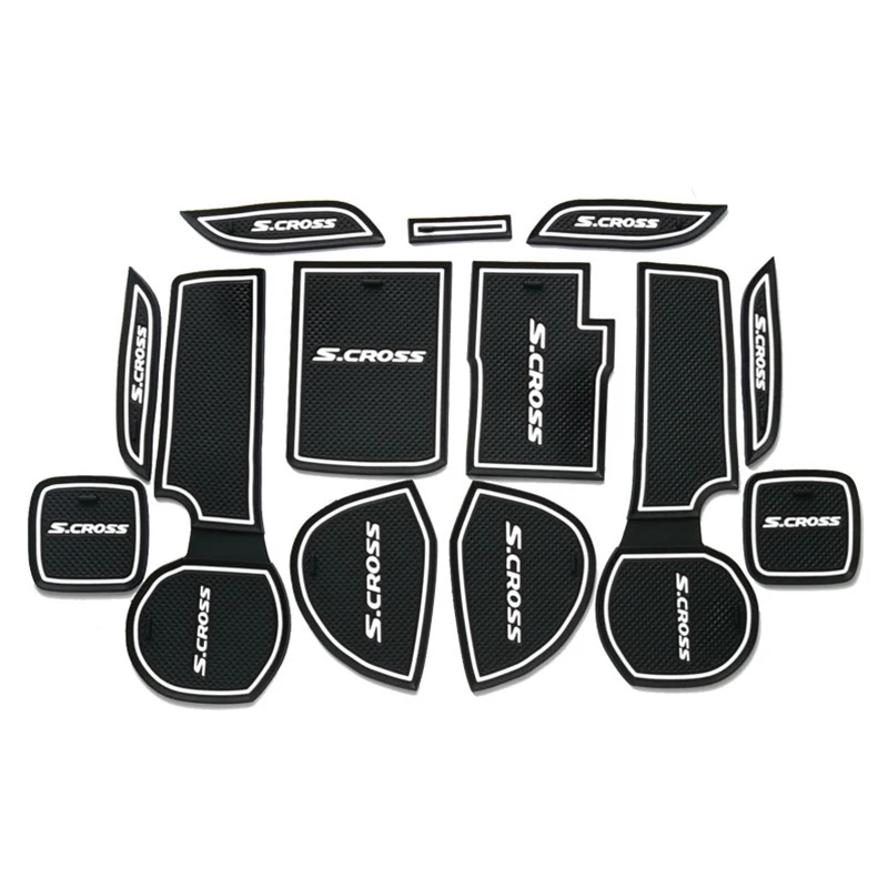 Car Door Inner Slot Mats Accessory For Suzuki SX4 S Cross S-Cross 2014- 2023 Anti-Slip Gate Slot Mat Door Groove Cup Pad Coaster