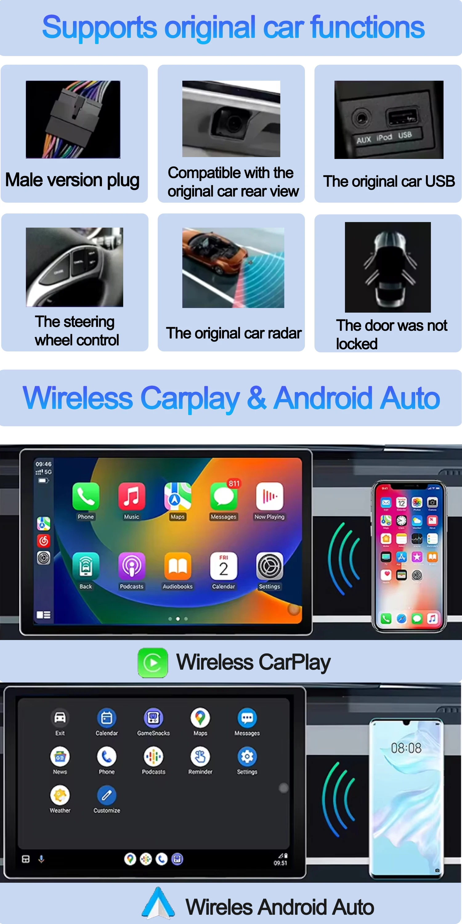 FYT UIS7870 8cores 12+256G Android13 Car Stere Radio CarPlay& Android Auto GPS DSP Multimídia CarPlay Player 5G WIFI Bluetooth