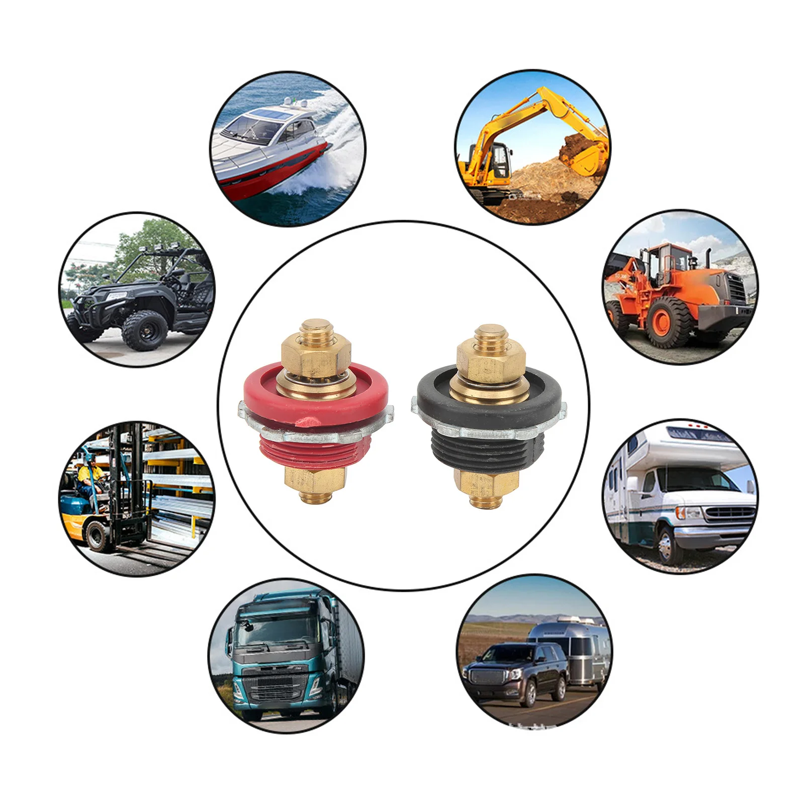 2Pcs 250A 3/8in Thru Panel Battery Terminal Connector Positive Negative Junction Stud Post for Cars RVs Ships Yachts